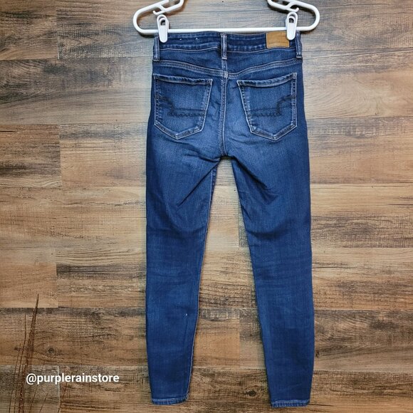 American Eagle Jeans 2 S Jegging Low Rise Next Level Stretch Medium Dark Wash - Picture 2 of 13